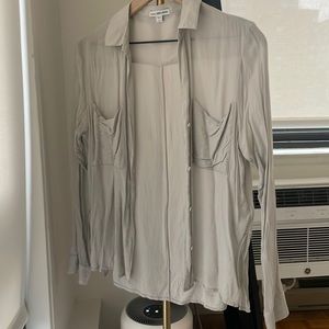 James Perse lightweight gray button down shirt